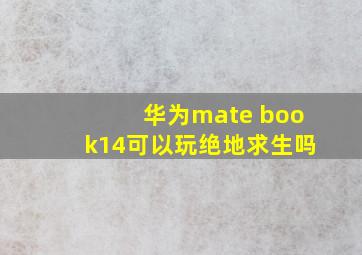 华为mate book14可以玩绝地求生吗